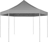 Partytent pop-up opvouwbaar zeshoekig grijs 3,6 x 3,1 m