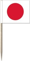 50x Bâtonnets à cocktail Japon 8 cm décoration pays drapeau - Brochettes en bois avec drapeau en papier - Brochettes jetables