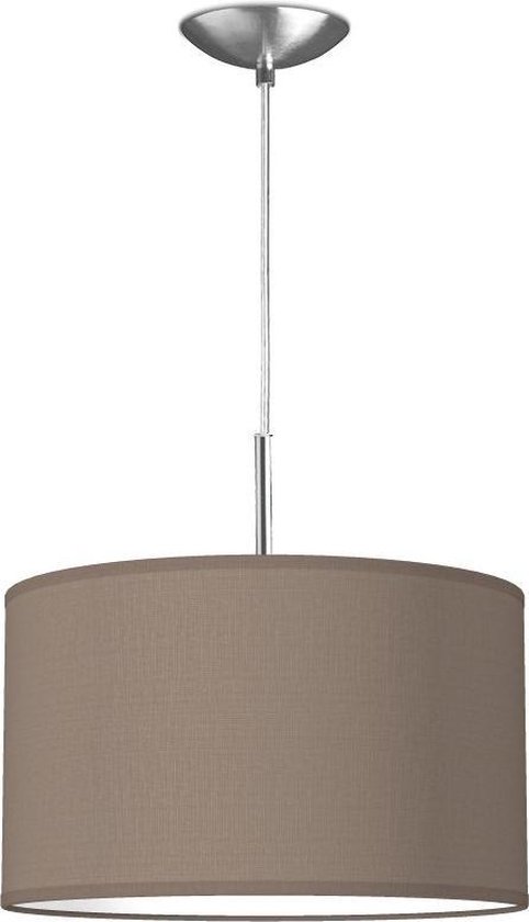 Home Sweet Home hanglamp Bling - verlichtingspendel Tube Deluxe inclusief lampenkap - lampenkap Ø 35 cm - pendel lengte 100 cm - geschikt voor E27 LED lamp - taupe