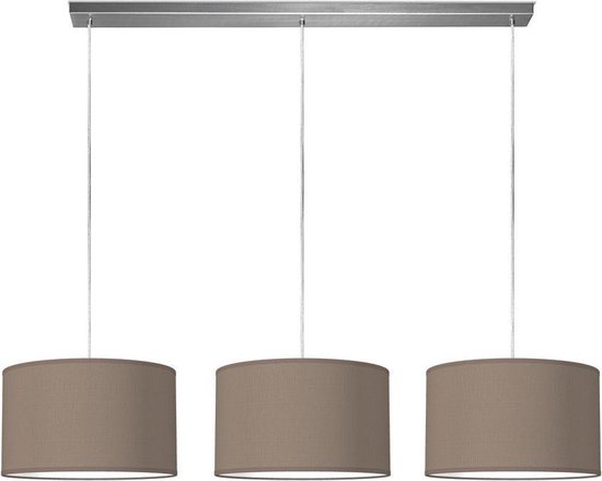 Home Sweet Home hanglamp Bling - verlichtingspendel Beam inclusief 3 lampenkappen - lampenkap 35/35/21cm - pendel lengte 100 cm - geschikt voor E27 LED lamp - taupe