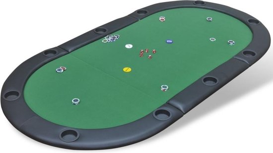 Afbeelding van het spel Poker tafelblad voor 10 spelers inklapbaar groen