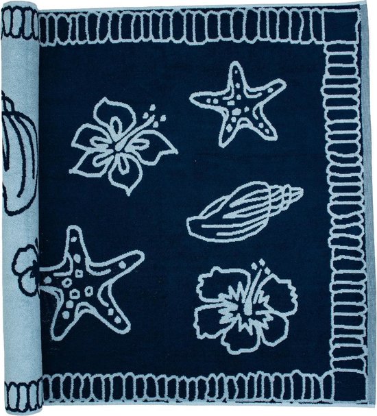The One Towelling® serviette de plage, 100% coton, 90x190 cm, Hawaii, Navy/Light Blue, 100% coton, T1-Hawaii