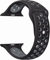 KELERINO. Siliconen bandje geschikt voor Apple Watch (42mm & 44mm) - Zwart  / Grijs - Large