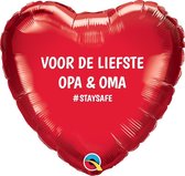 STAYSAFE Hart Rood "Voor de liefste Opa en Oma" GEVULD MET HELIUM