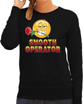 Funny emoticon sweater Smooth operator zwart dames S