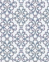 Barok behang EDEM 85037BR30 behang gestructureerd in barok stijl glanzend wit turkooisblauw paars zilver 5,33 m2