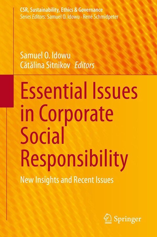 CSR, Sustainability, Ethics & Governance - Essential Issues  ... - cover