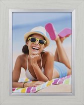 Fotolijst Gebroken Wit met Zilver Facet - Fotomaat 50x50 -  Ontspiegeld Glas