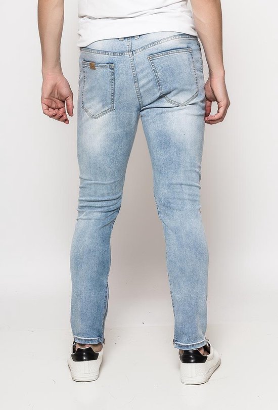 Jeans met Stretch Maat 28 - Kniestukken - Slim-Fit - Destroyed Licht Blauw  | bol.com