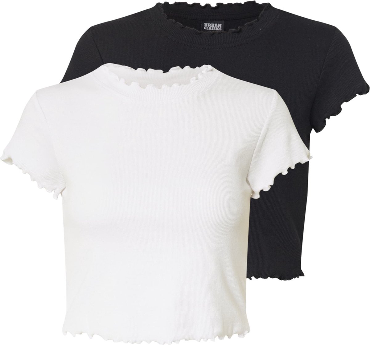 Urban Classics Rib 2Pack Crop top L Wit