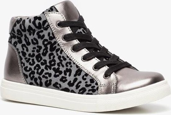 TwoDay leren meisjes leopard sneakers - Zwart - Maat 32 | bol.com
