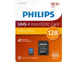 Philips Micro SDXC kaart 128GB incl. adapter - Class 10 - UHS-I U3