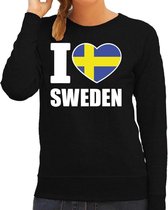 I love Sweden supporter sweater / trui voor dames - zwart - Zweden landen truien - Zweedse fan kleding dames M