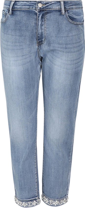 Slim jeans met omslag met margrieten | bol.com