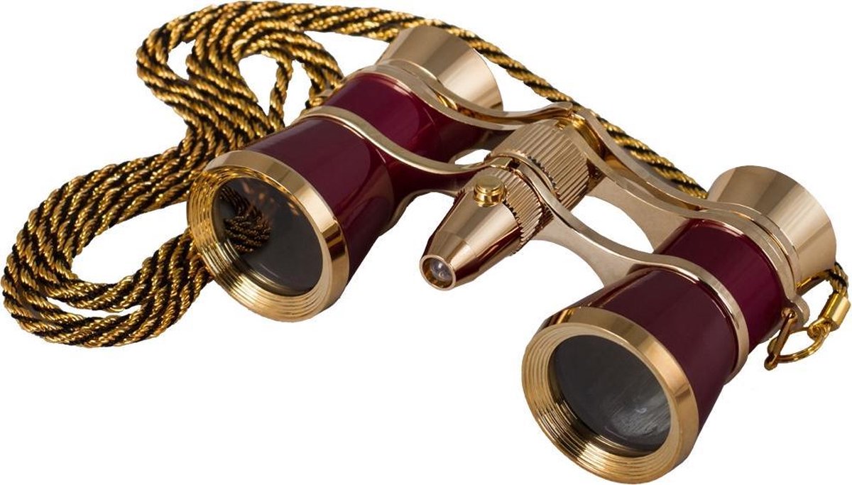 Levenhuk Broadway 325F Opera Glasses (red, with LED light and chain)