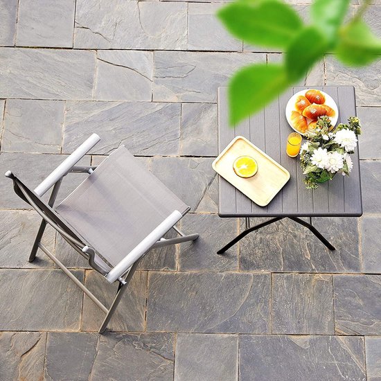 ACAZA Tuinstoel - Strandstoel - Vouwstoel voor Terras/Tuin/Camping - Opbouwbaar - Klapstoel - Campingstoel - Verstelbare Rugleuning - 150KG Draagvermogen - Lichtgrijs van ACAZA — afbeelding 4
