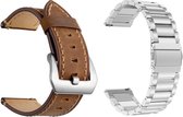 2-pack Horlogebandje Metaal/Leer - geschikt voor Samsung Galaxy Watch