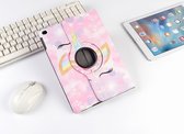 P.C.K. Boekhoesje/Bookcover/Case draaibaar hoesje lichtroze met bloemen print geschikt voor Apple iPad AIR/AIR2/2017/2018 MET PEN EN GLASFOLIE