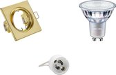 LED Spot Set - GU10 Fitting - Inbouw Vierkant - Mat Goud - Kantelbaar 80mm - Philips - MASTER 927 36D VLE - 3.7W - Warm Wit 2200K-2700K - DimTone Dimbaar
