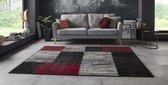 Vloerkleed blokken patchwork - zwart/rood 80x150 cm