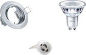 LED Spot Set - GU10 Fitting - Inbouw Rond - Glans Chroom - Kantelbaar Ø83mm - Philips - CorePro 830 36D - 4W - Warm Wit 3000K - Dimbaar - BES LED