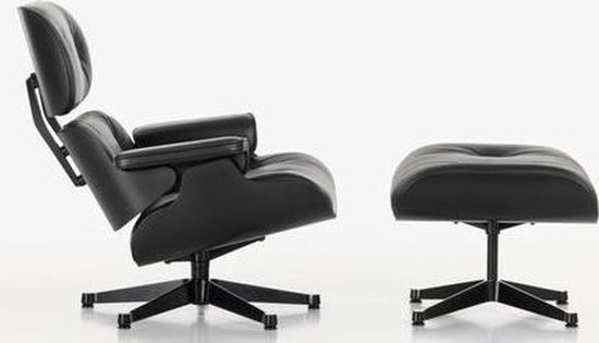 Design lounge stoel met Hocker EA670 XL zwart. | bol.com