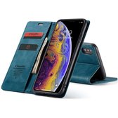 CaseMe Retro Boekmodel Hoesje iPhone XS / X - Blauw