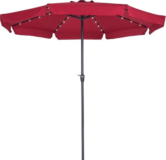 Kingsleeve Parasol - LED-verlichting 330 cm Solar - Rood