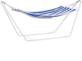 Casaria Hangmat met metalen frame 200 x 80cm - crème/blauw