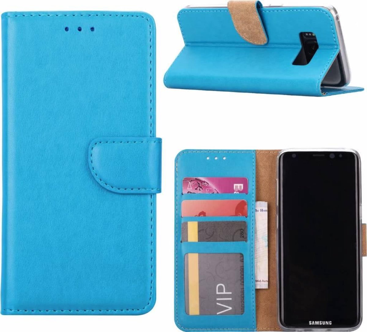 Samsung galaxy S8+ (Plus) Portemonnee / Booktype lederen hoesje Blauw