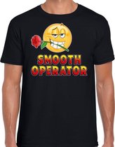 Funny emoticon t-shirt Smooth operator zwart heren L