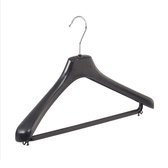 De Kledinghanger Gigant - 30 x Mantel / kostuumhanger kunststof zwart met schouderverbreding en broeklat, 42 cm
