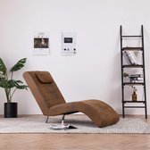 Chaise longue met kussen kunstsuéde bruin