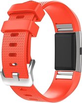 Luxe Siliconen Bandje large voor FitBit Charge 2 – rood oranje Watchbands-shop.nl