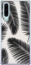 Huawei P30 hoesje siliconen - Palm leaves silhouette | Huawei P30 case | zwart | TPU backcover transparant