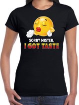 Funny emoticon t-shirt Sorry mister i got taste zwart dames XL