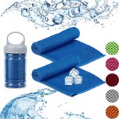 relaxdays verkoelende handdoek - sporthanddoek - ijshanddoek - cooling towel - 2 stuks blauw