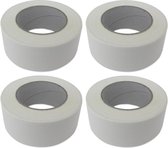 Set van 4x Ducttape rol - Wit - 50mm x 50 meter - Olie- en waterbestendig - Witte Duct Tape - Duck tape - Klus & reparatie benodigdheden