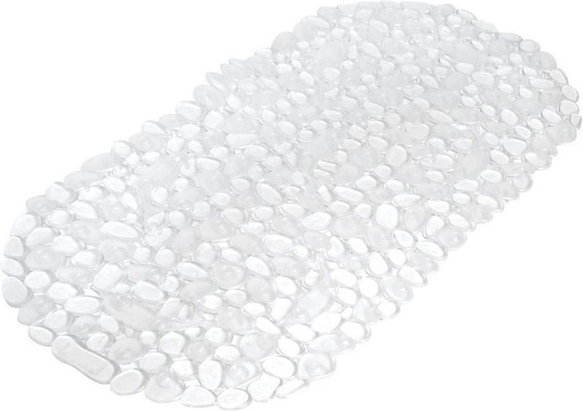 Transparante anti-slip badmat transparant 36 x 69 cm ovaal - Pebbles kiezels/kiezelstenen patroon - Badkuip mat - Schimmelbestendig - Grip mat voor in douche of bad