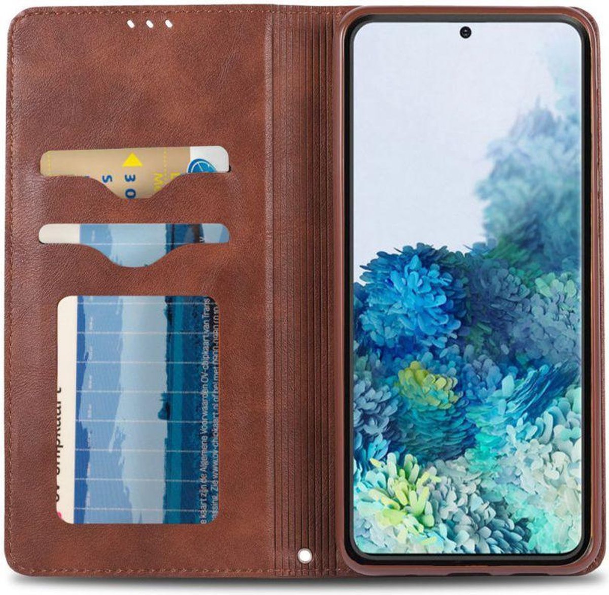 AZNS Hoesje Wallet Book Case Kunst Leer Coffee Geschikt voor Samsung Galaxy S20 Plus