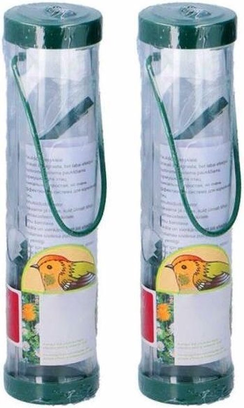 Set van 2x Tuinvogels hangende voeder silo 25 cm - Winter vogelvoer huisje - Merkloos
