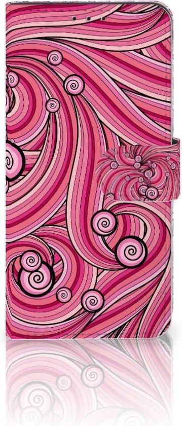PU Etui Housse en PU Cuir Portefeuille de Protection Xiaomi Mi 9 Lite Coque Téléphone Swirl Pink