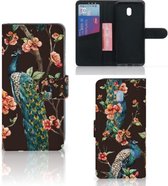 Coque Xiaomi Redmi 8A Bumper Housse Etui de Protection Compatible avec Peacock Avec Des Fleurs