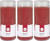 3x Fijn decoratie zand rood 475 ml - zandkorrels - Hobby/decoratiemateriaal