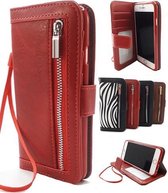 Apple iPhone XR Rode Wallet / Book Case / Boekhoesje/ Telefoonhoesje / Hoesje met pasjesflip en rits voor kleingeld
