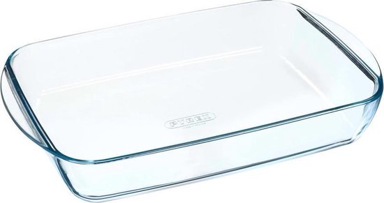 3x Rechthoekige glazen ovenschaal liter 35 x 23 x 5 cm - Ovenschotel schalen Bakvorm |