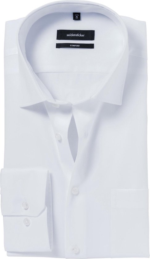 Seidensticker comfort fit overhemd - wit - Strijkvrij - Boordmaat: 50