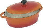 CREALYS GRAND CHEF Ovale braadpan in ge�mailleerd gietijzer - L 37 cm - 9 L - Oranje - Alle warmtebronnen inclusief inductie