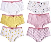 Little Label Ondergoed Meisjes - Onderbroeken Meisjes Maat 98-104 - roze,wit,geel - Zachte BIO Katoen - 6 Stuks - Hipsters - Voordeelset