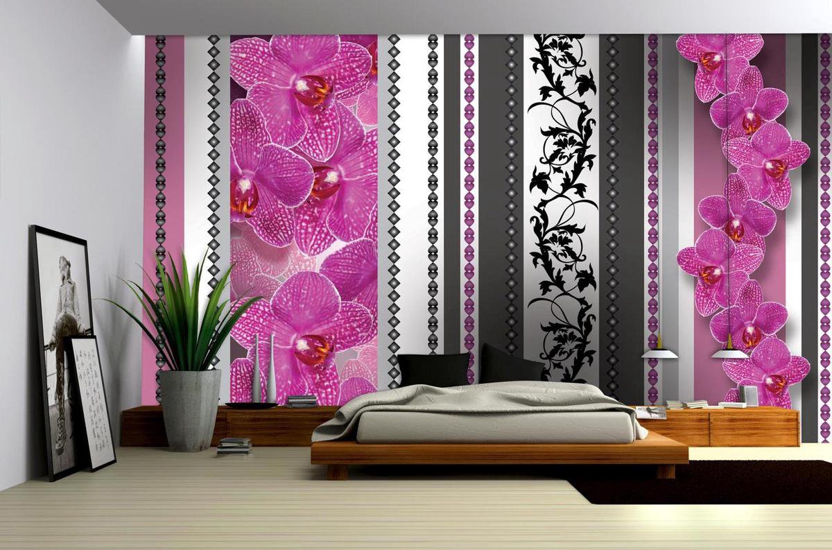 Flowers Floral Orchids Pattern Photo Wallcovering